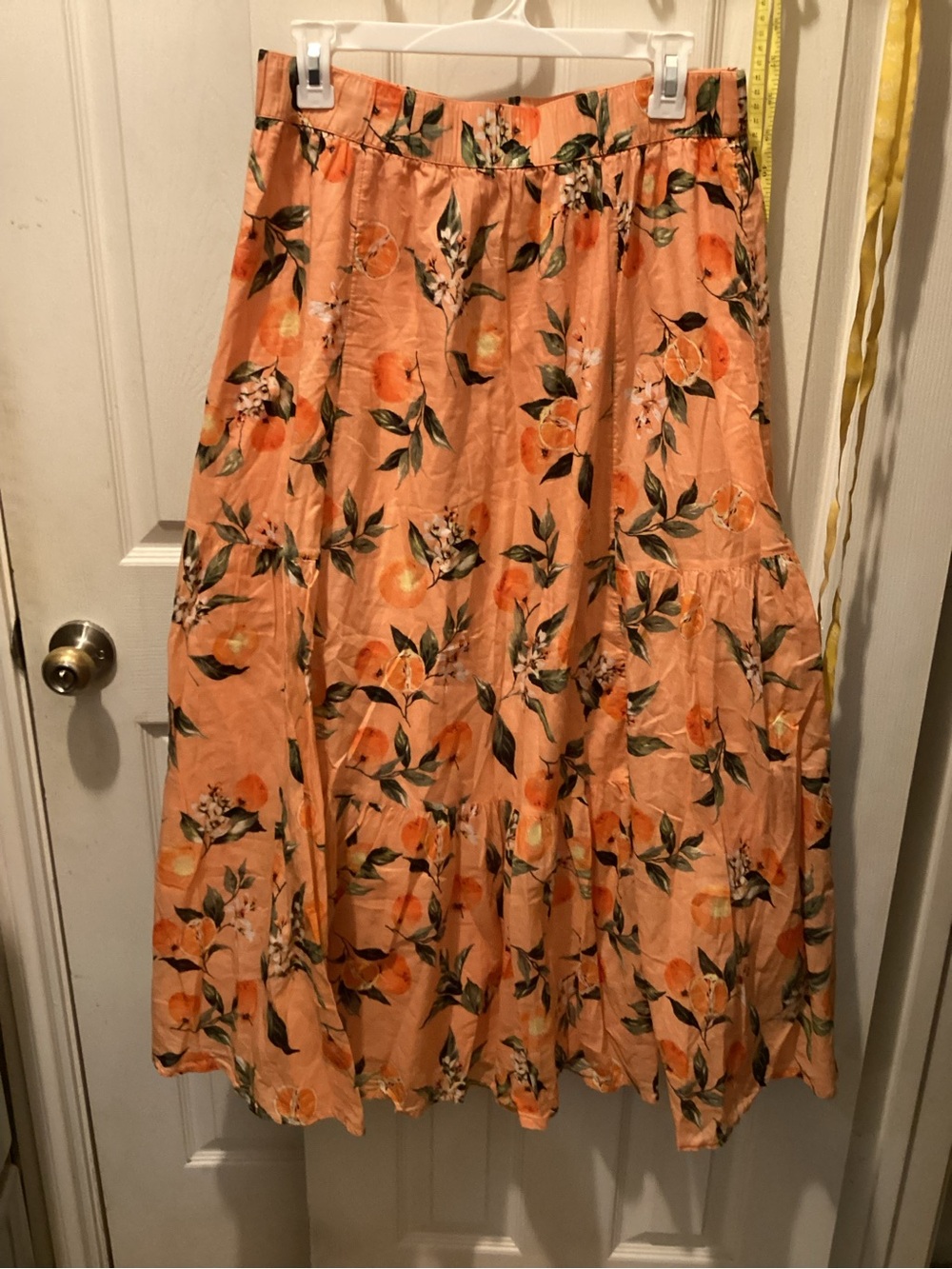 LOFT Peach Floral Tiered Maxi Skirt